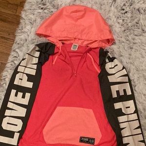 Pink Victoria’s Secret love pink hooded qtr. zip pullover windbreaker Sz. XS